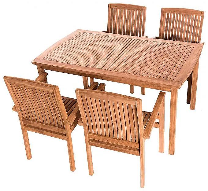 DEOKORK Záhradný pevný stôl obdĺžnik HARMONY 150x90 cm (teak)