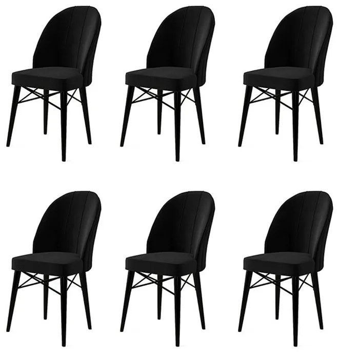Sada jedálenských stoličiek Ritim Black, 6 ks