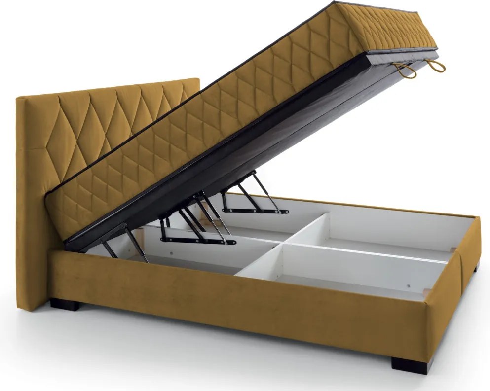 Posteľ Reve 180x200 cm, horčicovo žltá látka