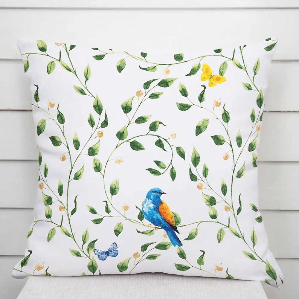 Biante Bavlnená obliečka na vankúš Sandra SA-501 Modré vtáky a vetvičky na bielom 50 x 60 cm