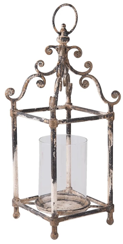 Krémová kovová lampáš Antik - 17*17*40 cm