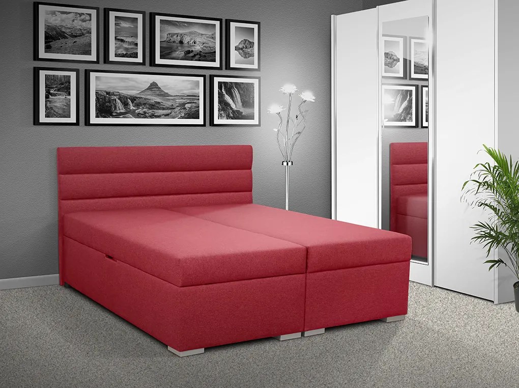 Čalúnená posteľ s úložným priestorom Bolero 180 Typ farebného prevedenia: Savana červená 60, Typ čela: B