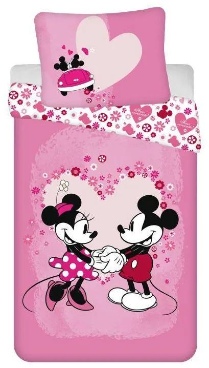 JERRY FABRICS -  JERRY FABRICS Obliečky Mickey a Minnie Love micro Polyester - mikrovlákno, 140/200, 70/90 cm