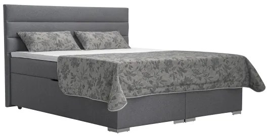 Čalúnená posteľ s úložným priestorom a matracami s topperom NEW BOLERO 180x200 cm sivá