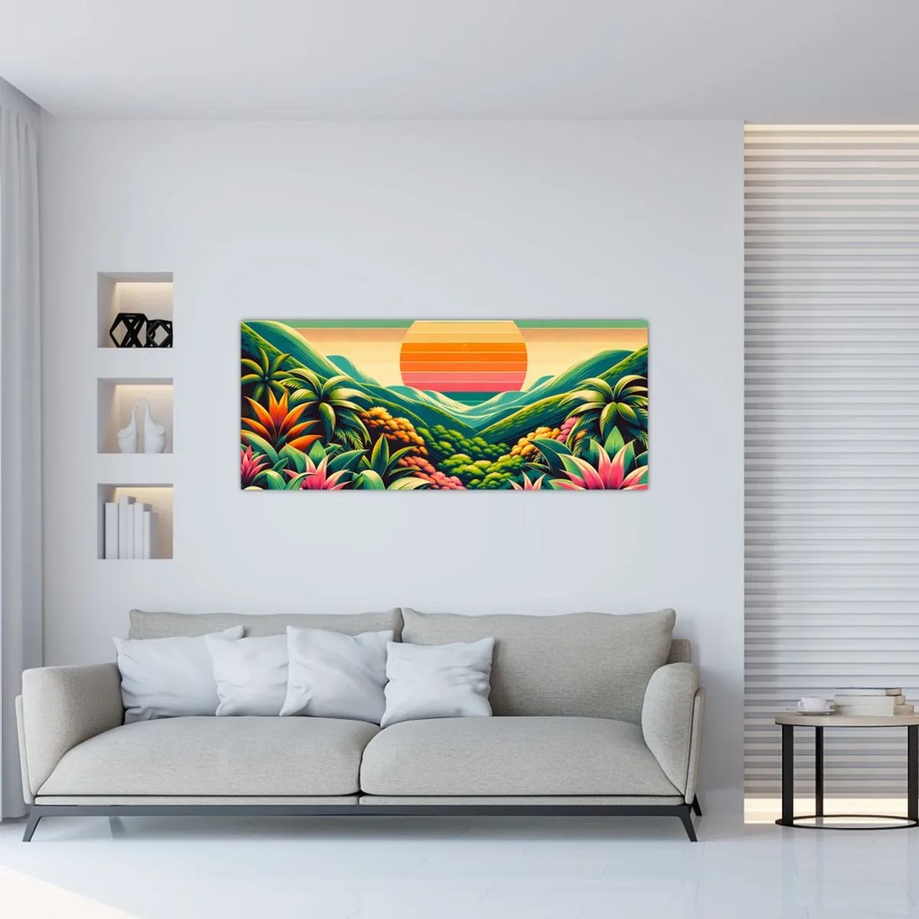 Obraz - Pestrofarebný západ slnka (120x50 cm)