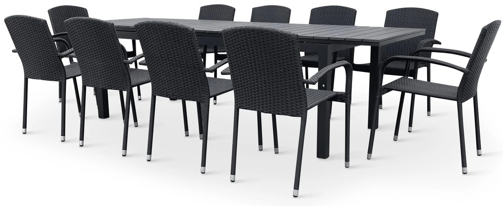 Noela Záhradný jedálenský set Grande Lungo + 10x ratanová stolička Roma