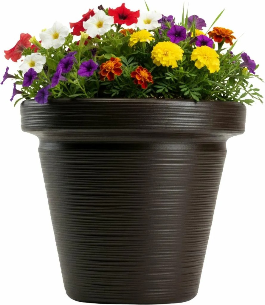 PLASTOVÝ KVETINÁČ SRTIA RIFLO 39X34 CM TMAVOHNEDÁ