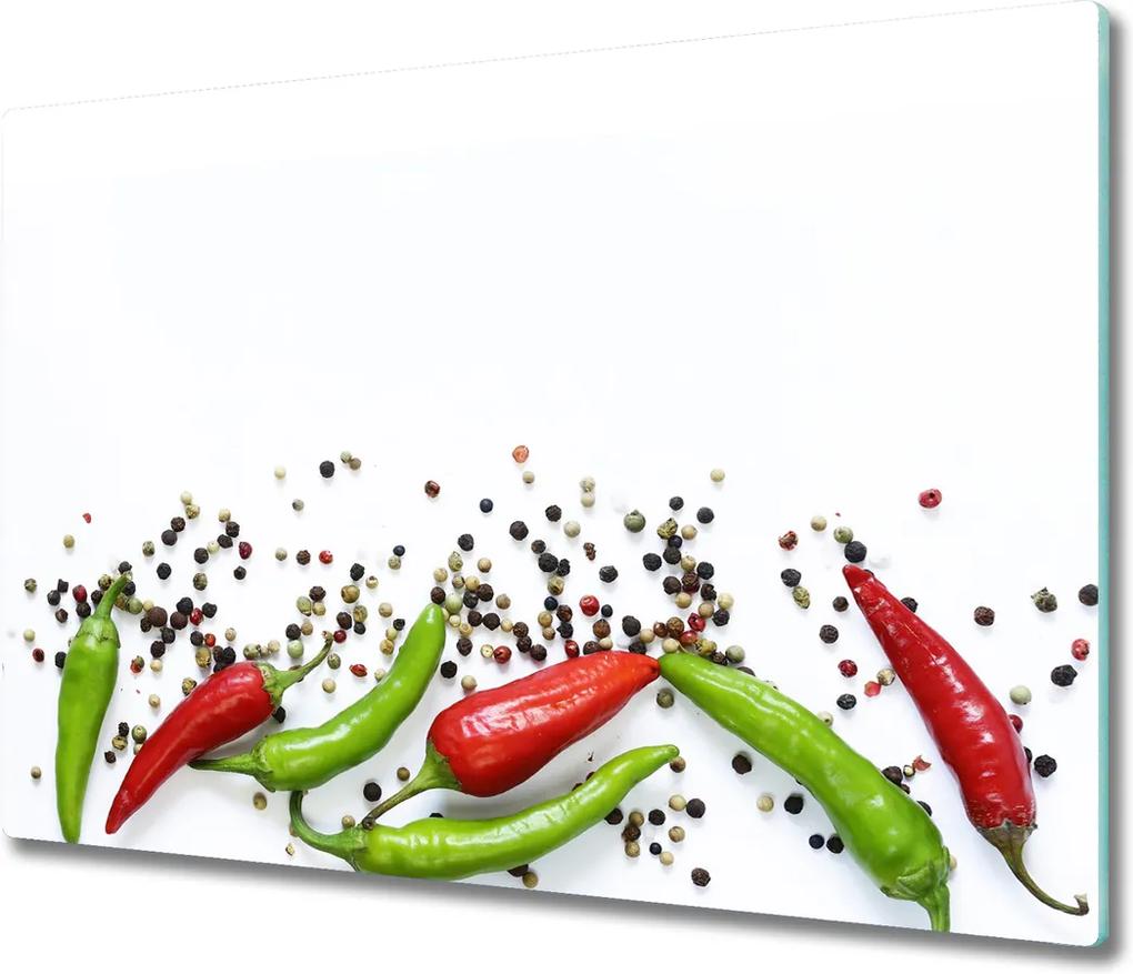Sklenená doska na krájanie  chilli papričky
