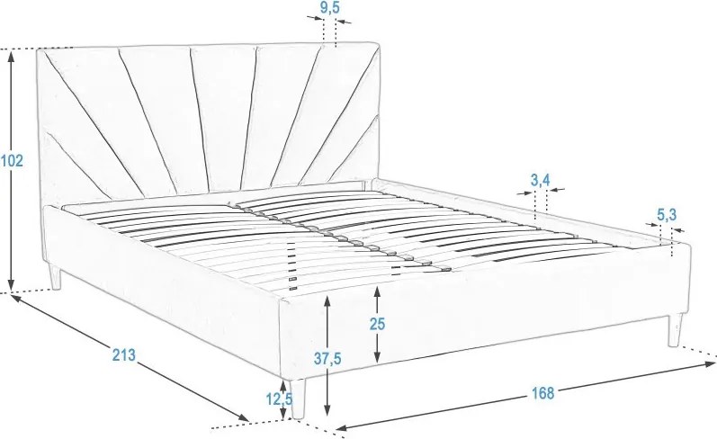 ECOMATRACE ČALÚNENÁ POSTEĽ SOLE 20 V SVETLO HNEDEJ FARBE S ROŠTOM Rozmery 140x200