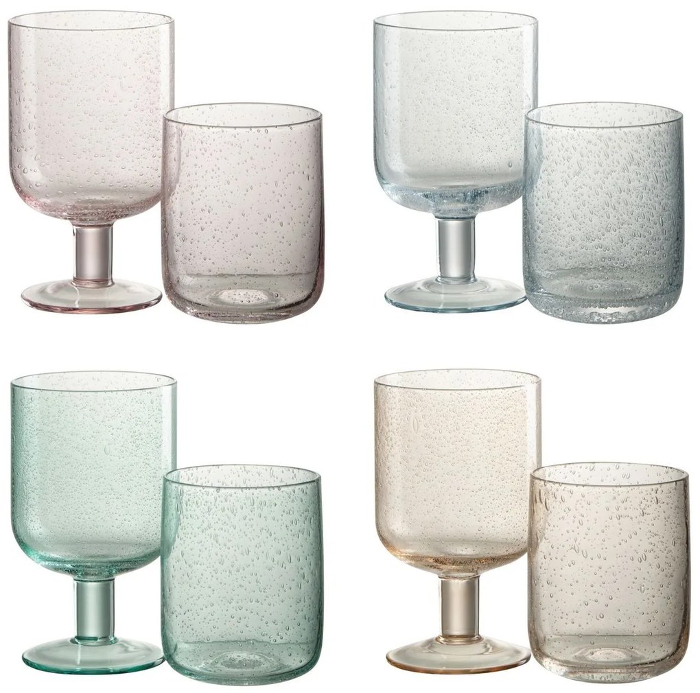 4ks farebný pohár na víno s bublinkami Louise - Ø7*9cm / 310ml