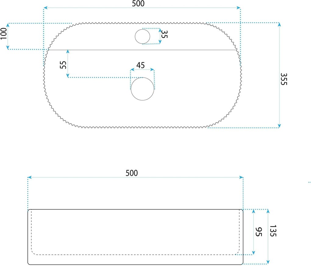 Keramické umývadlo na dosku REA Marcela 50x35,5 béžová mat