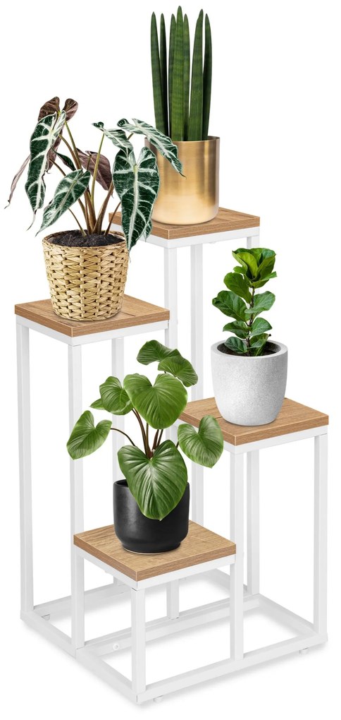 Kvetinový stojan Mogren biely/dub craft