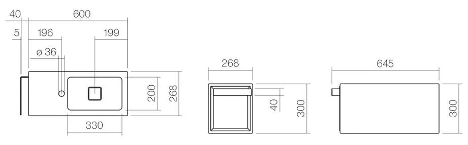 Alape WP.XS 2 - Umývadielko so skrinkou 600x268 mm, pravé, biela 5075800000