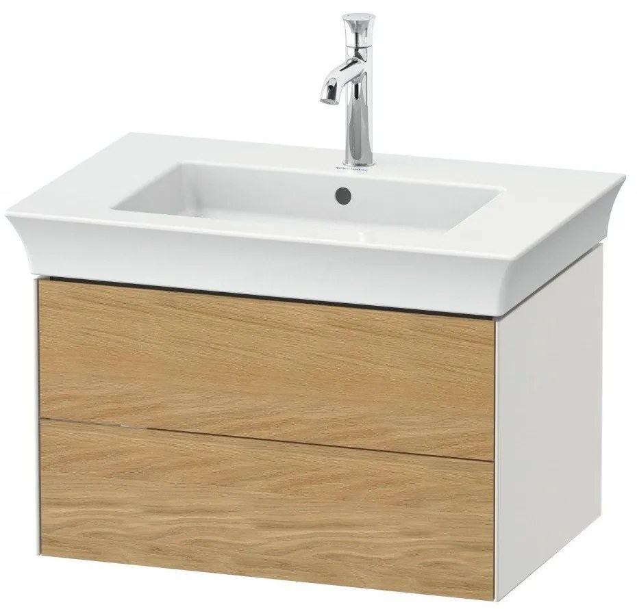 DURAVIT White Tulip závesná skrinka pod umývadlo, 2 zásuvky, 684 x 458 x 410 mm, dub prírodný masív/nordická biela matná, WT43410H539