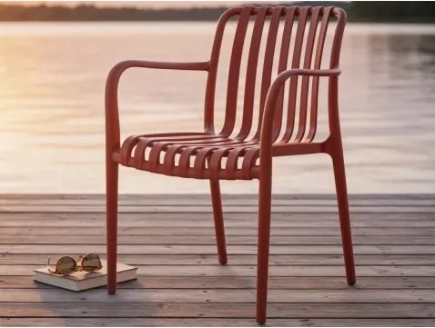 Záhradná stolička s podrúčkami Pixa, terracota%