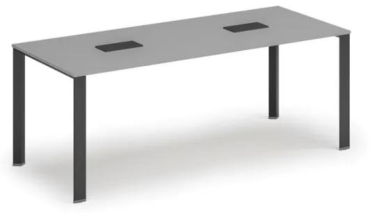 Stôl INFINITY 2000 x 900 x 750, sivá + 2x stolná zásuvka TYP IV, čierna
