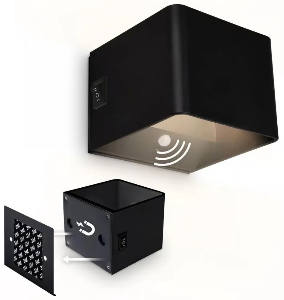 Briloner 3879015 - LED nabíjateľné nástenné svietidlo so senzorom BORRA LED/1,5W/5V 3600 mAh čierne
