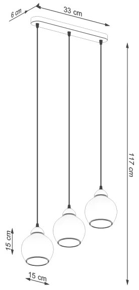 Sollux SL.1142 - Luster na lanku ALINO 3xE27/60W/230V čierna