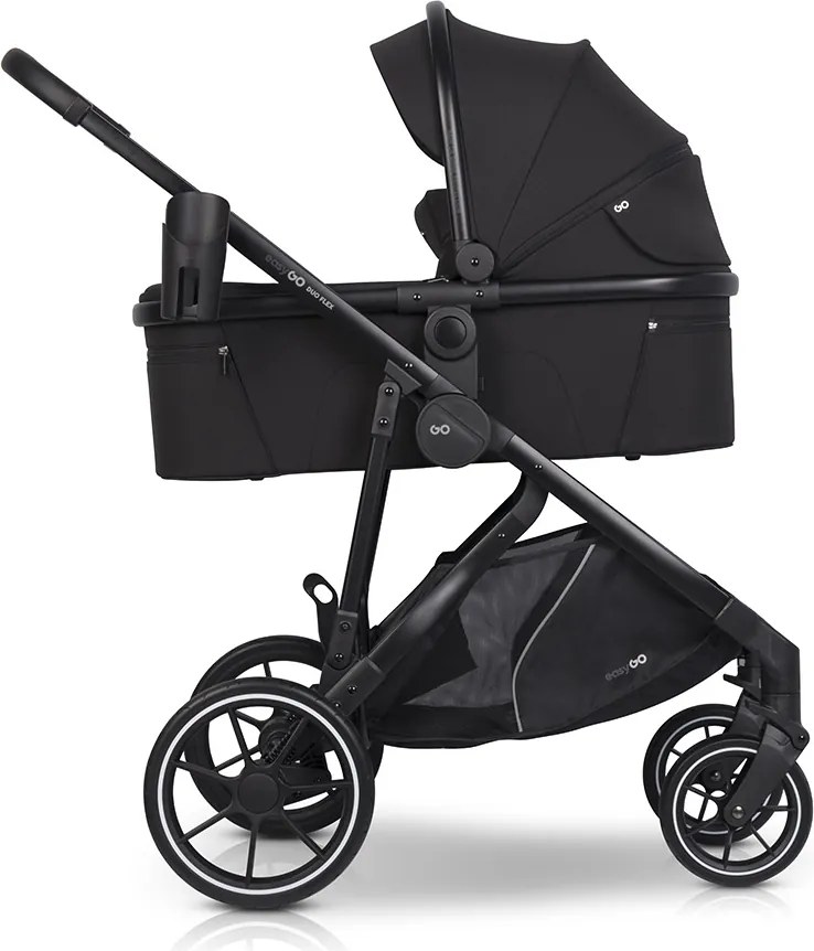 Súrodenecký kočík EasyGo Duoflex Ebony Black, 2 športové časti , 2 hlboké vaničky