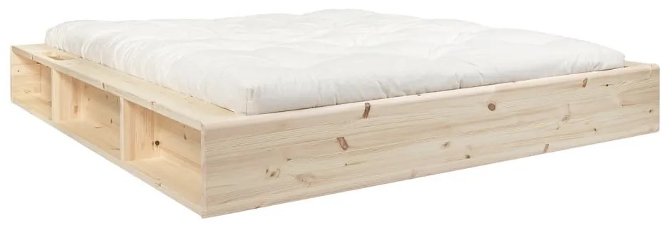 Dvojlôžková posteľ z masívneho dreva s úložným priestorom a futonom Comfort Mat Karup Design, 180 x 200 cm