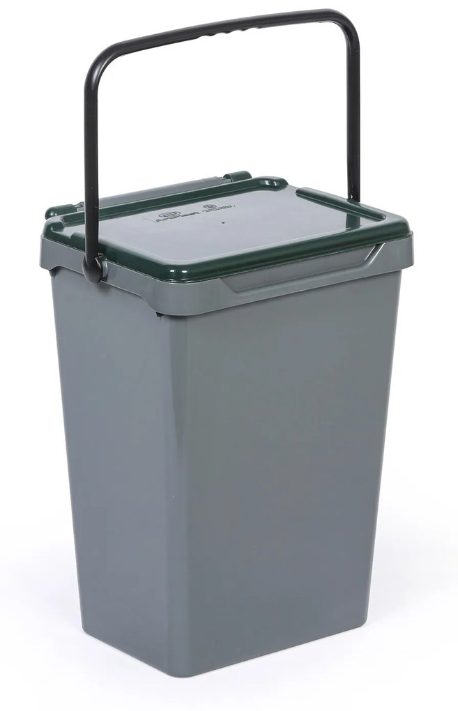 Plastový odpadkový kôš na triedenie odpadu, sivá + tmavo zelená, 35 l