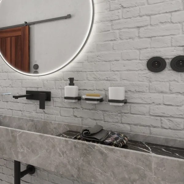 NIMCO MAC set-31K-T-90 -Dávkovač mydla, stojan na kefky a nástenný háčik MAYA