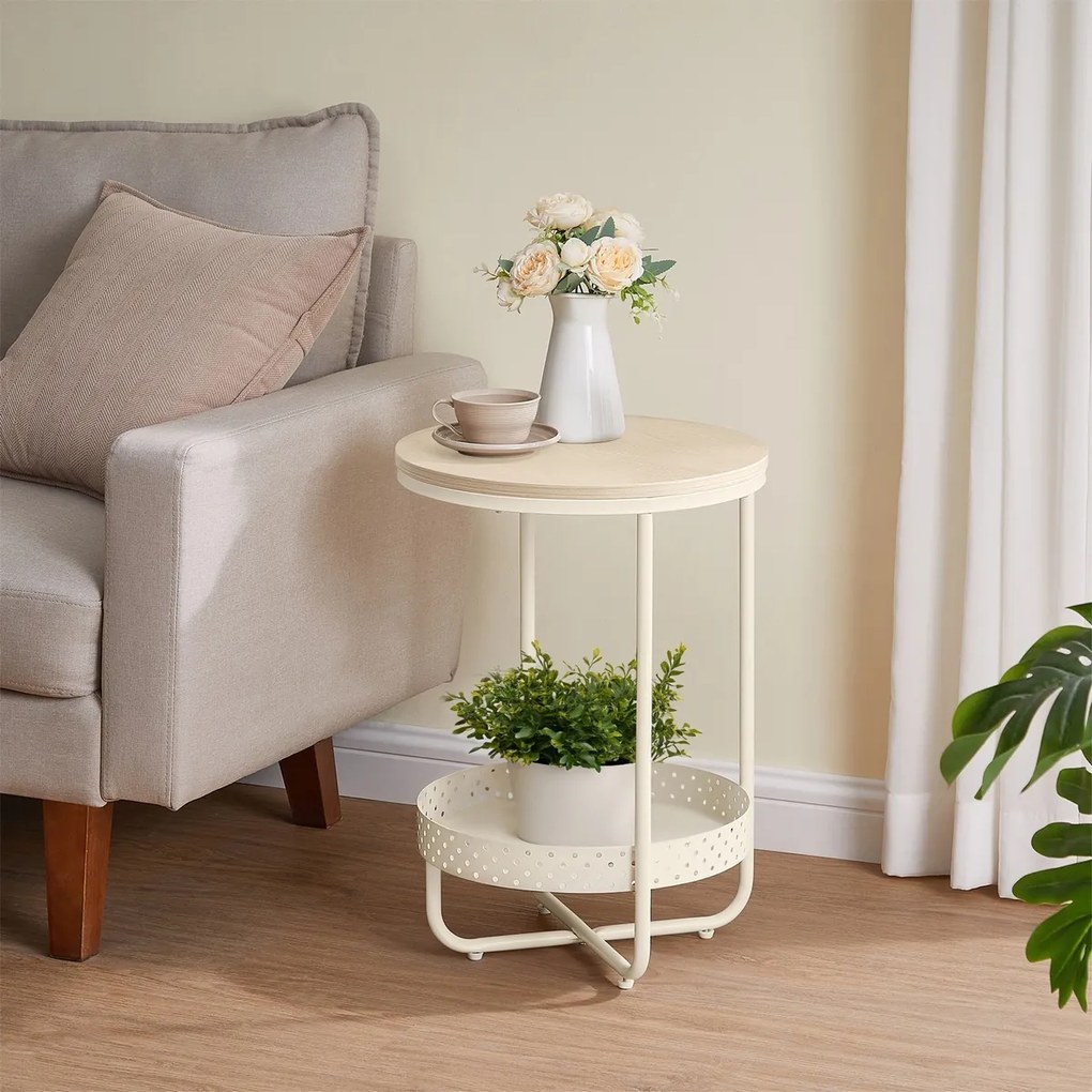 Odkladací stolík E1015 CRM, krémový