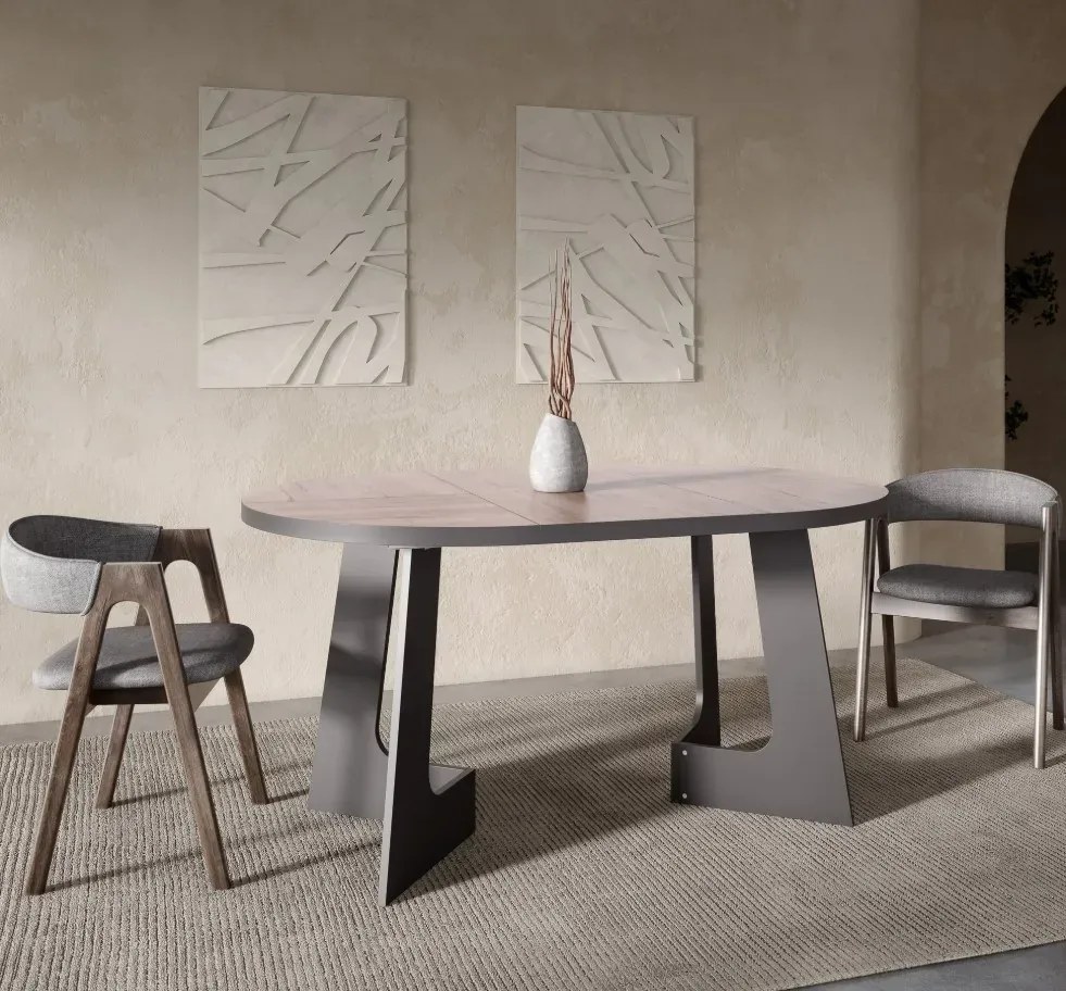 Rozkládací jídelní stůl Belagio 110/160 cm černý/dub Halifax