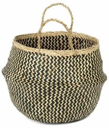 Compactor Pletený úložný košík z morskej trávy Belly, 35 x 32 cm, čierna, M