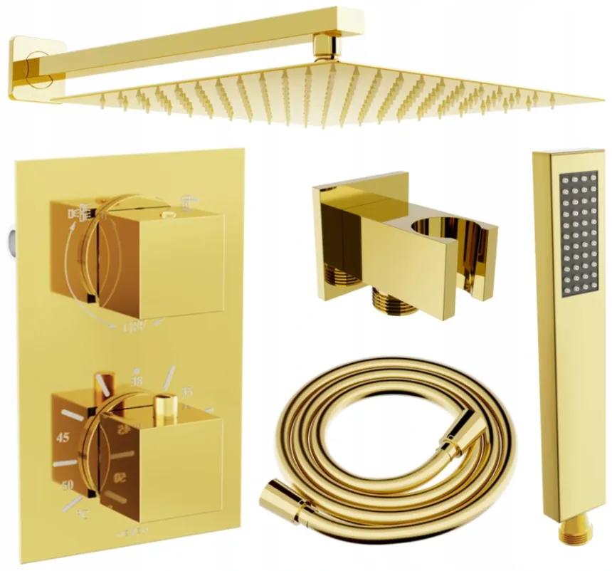 Sprchový set podomietkový MEXEN CUBE DR02 25 cm zlatý