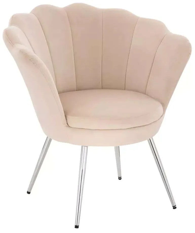 LuxuryForm DESIGN Kreslo FREY VELUR so striebornými nohami - krémové