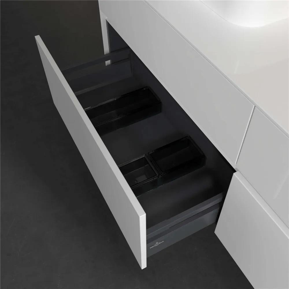 VILLEROY &amp; BOCH Collaro závesná skrinka pod dve umývadlá na dosku, 4 zásuvky, s LED osvetlením, 1600 x 500 x 548 mm, Glossy White, C107B0DH