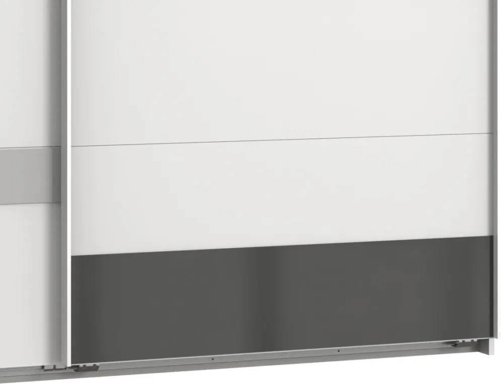 Šatníková skriňa Monaco, 225 cm, biela/sivé sklo