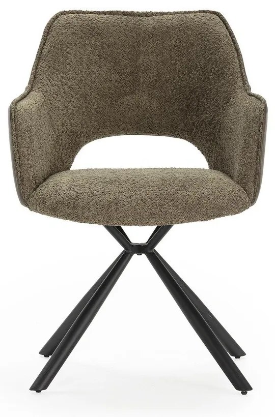 Zelené čalúnené jedálenské kreslá v súprave s podrúčkami 2 ks Mariel – Marckeric