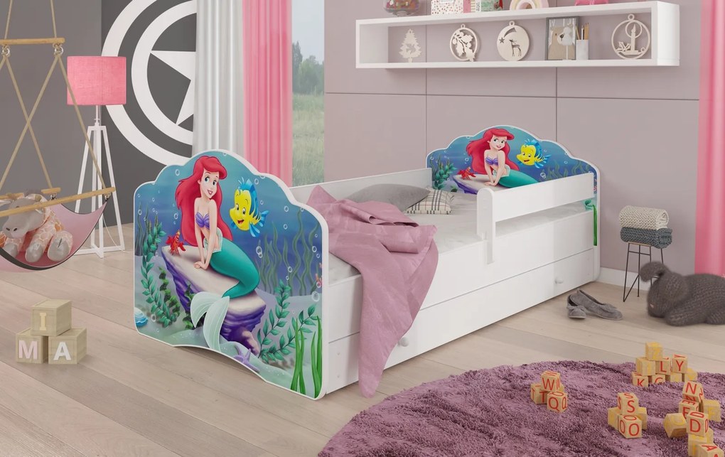 Detská posteľ so zábranou - víla Ariel 140x70 cm