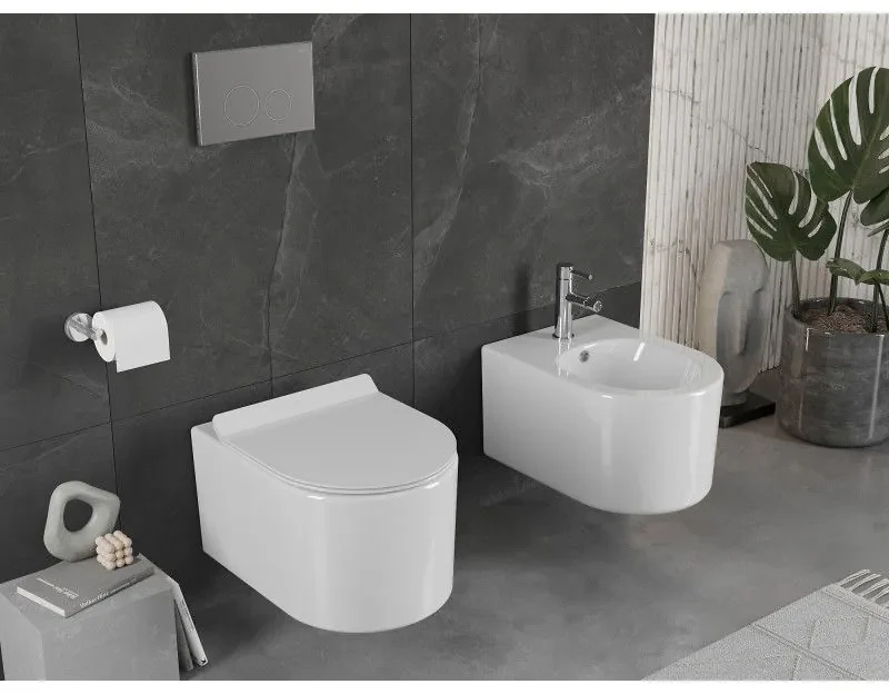 Mexen Sofia Rimless závesná wc misa so sedátkom s pomalým zatváraním, biela - 30540100
