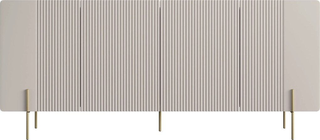 Komoda Malmi 200 cm štvor-dverová - kašmír / zlaté nožičky