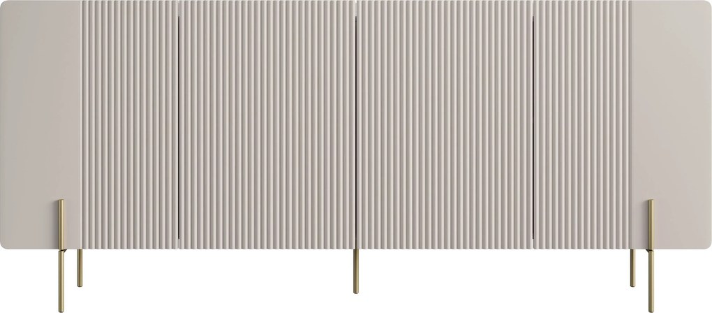 Komoda Malmi 200 cm štvordverová - kašmír / zlaté nožičky