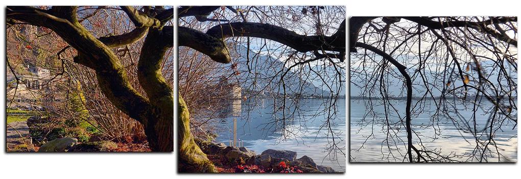 Obraz na plátne - Jeseň pri jazere - panoráma 5198D (120x40 cm)