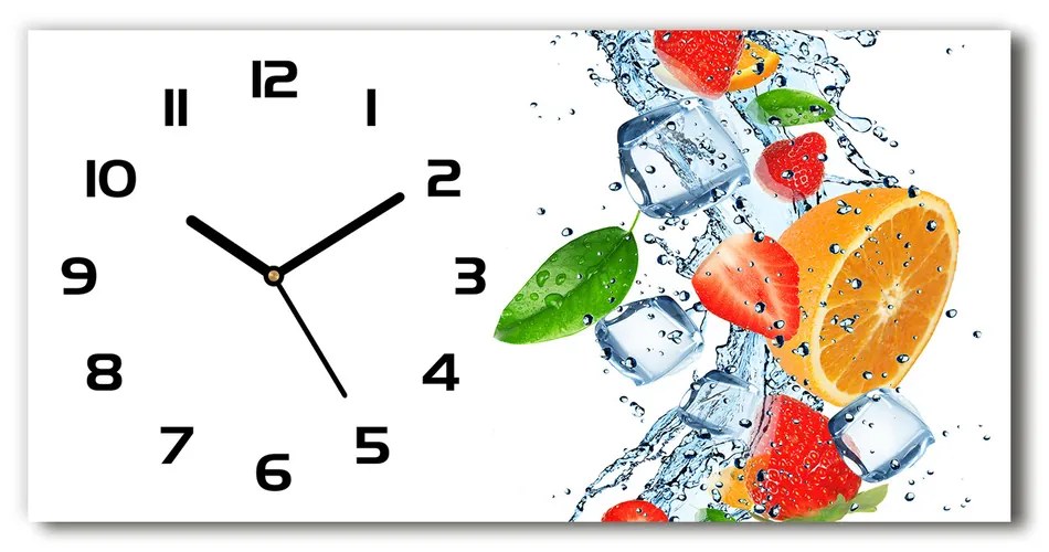 Vodorovné Sklenené hodiny na stenu tiché Ovocie s ľadom pl_zsp_60x30_f_66265716