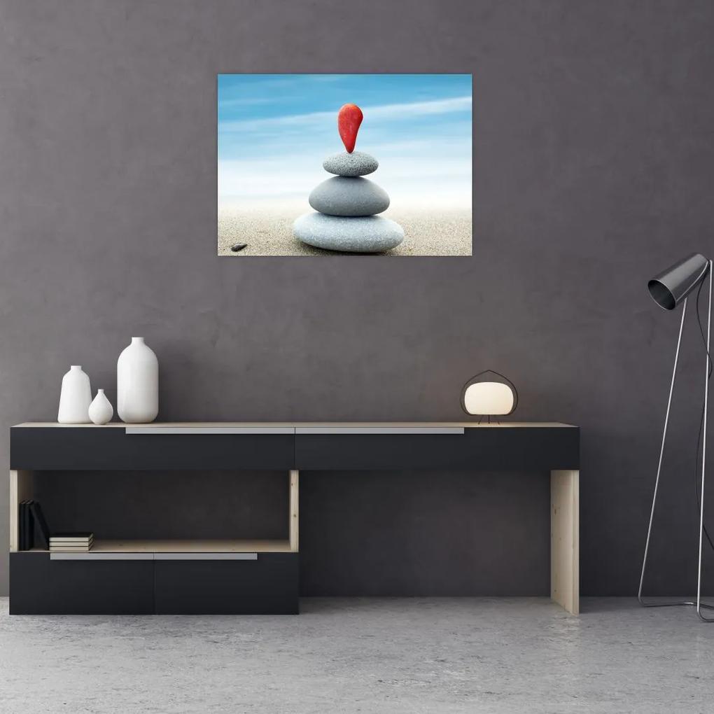 Sklenený obraz - Rovnováha s kameňmi (70x50 cm)