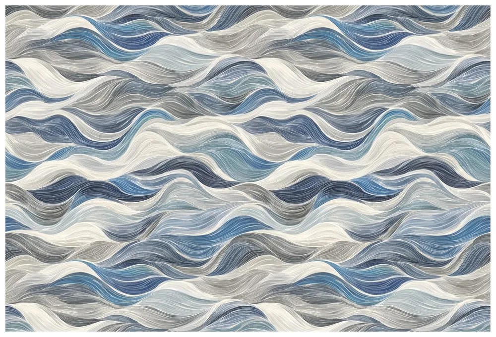 Samolepiaca tapeta modré vlny na sivom pozadí