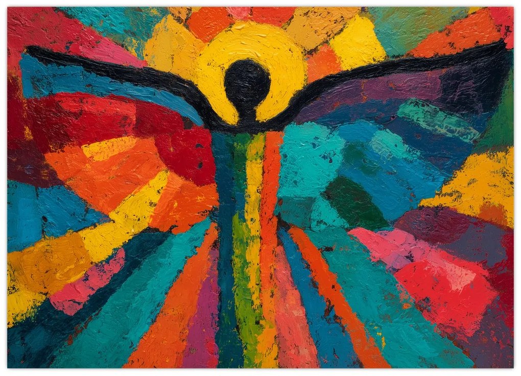 Sklenený obraz - Maľovaný anjel (70x50 cm)