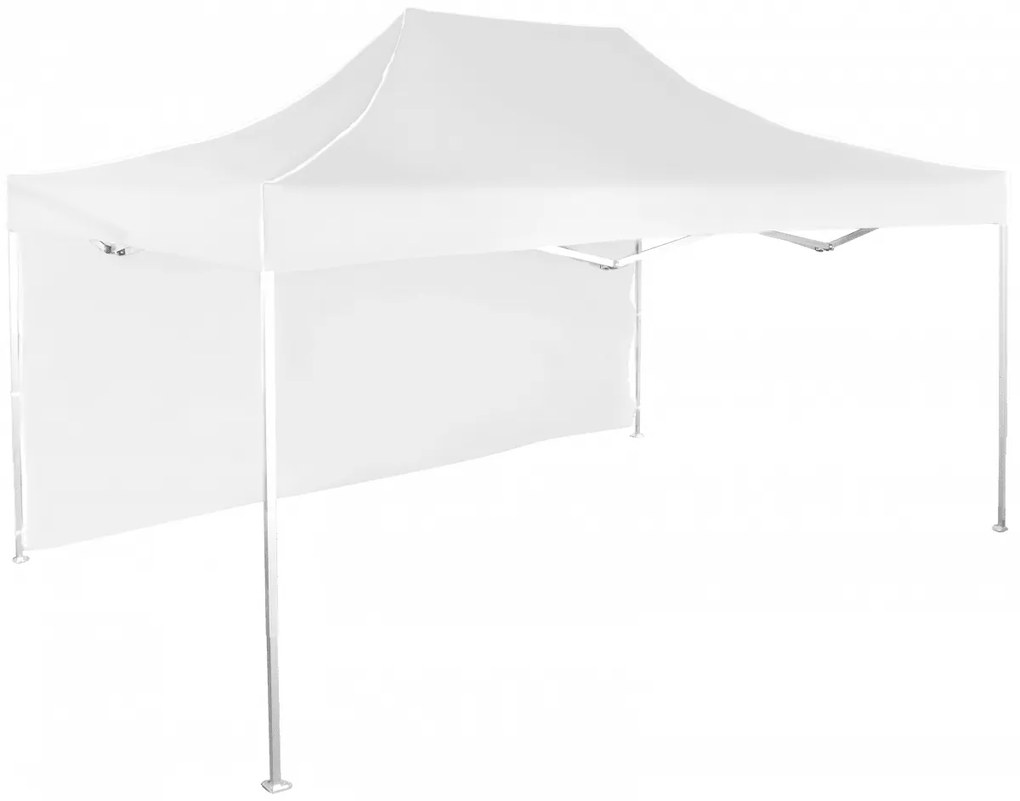 Rýchlorozkladací nožnicový stan 3x4,5m – hliníkový, Biela, 1 bočná plachta