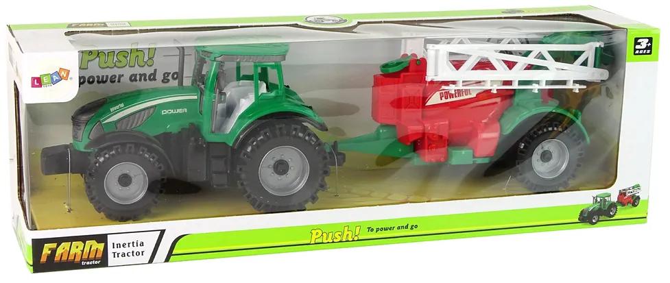 Lean Toys Zelený traktor s postrekovačom – trecí pohon