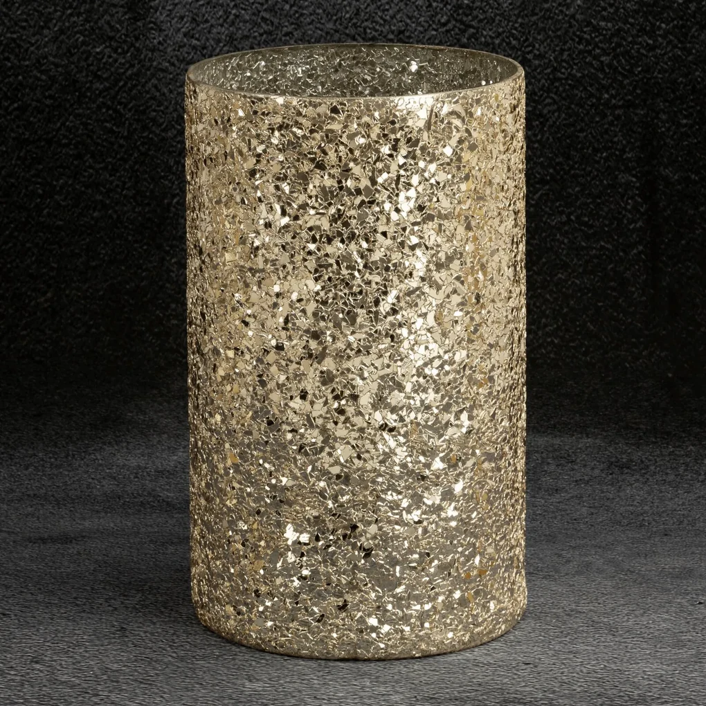 SKLENENÁ VÁZA MELIA 12X21 CM ZLATÁ