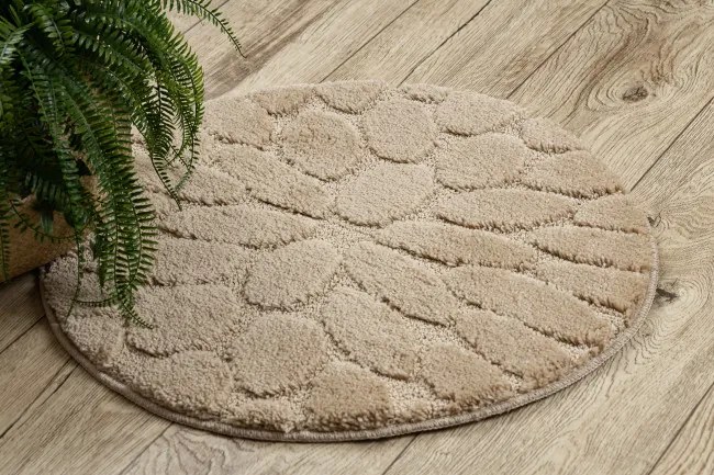 Kúpeľňový koberček SUPREME STONES kamienky, béžový kruh