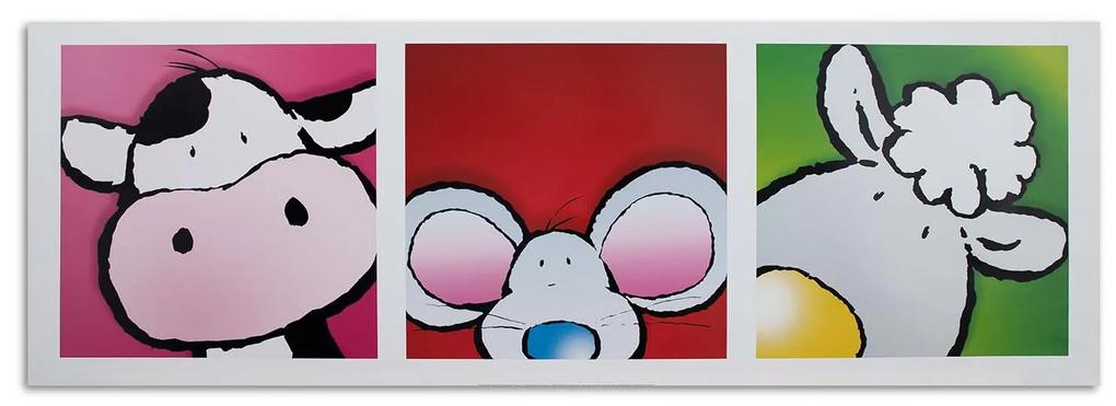 Gario Obraz na plátne Krava, myš a jahňa Rozmery: 90 x 30 cm