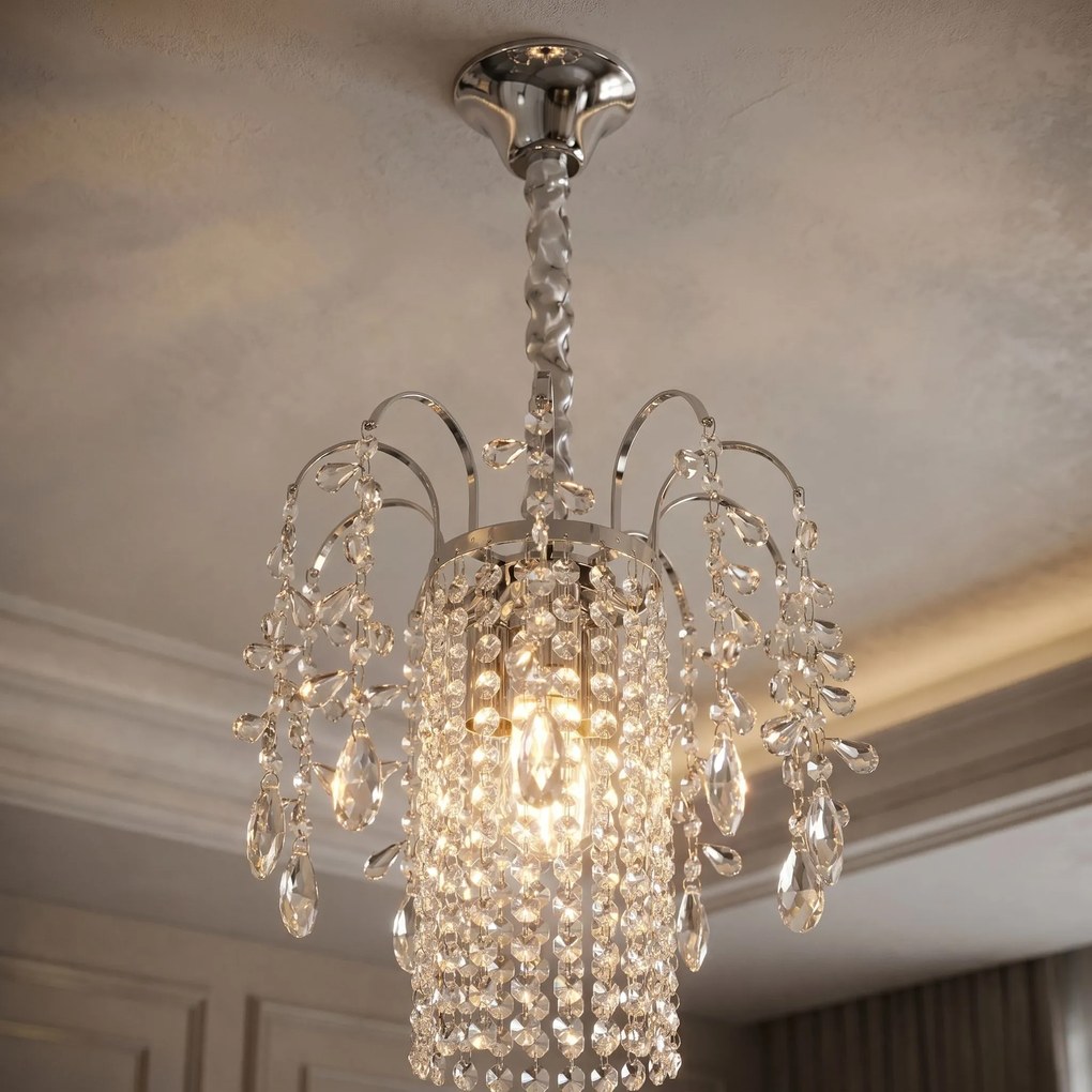 Toolight Toolight, krištáľová závesná lampa Ø30 cm, 3×E14, SWE089-CP, chrómová, OSW-30216