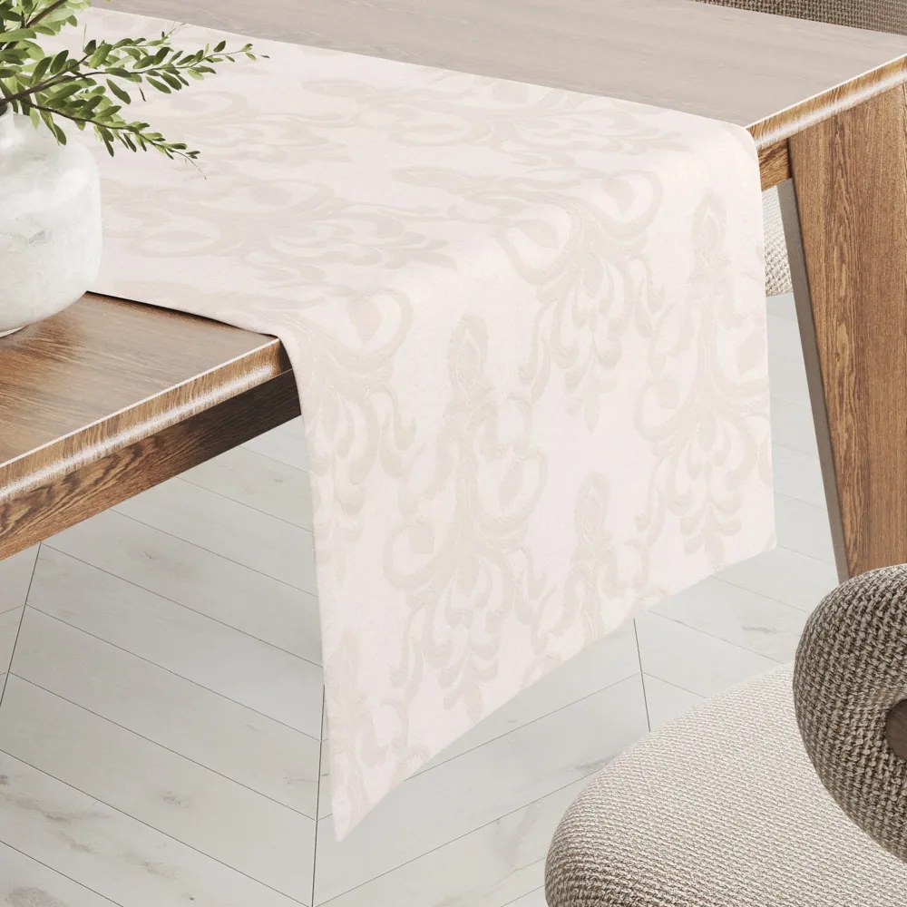 Biante Dekoračný behúň na stôl PM-077 Zámocký vzor na krémovo béžovom 35x140 cm